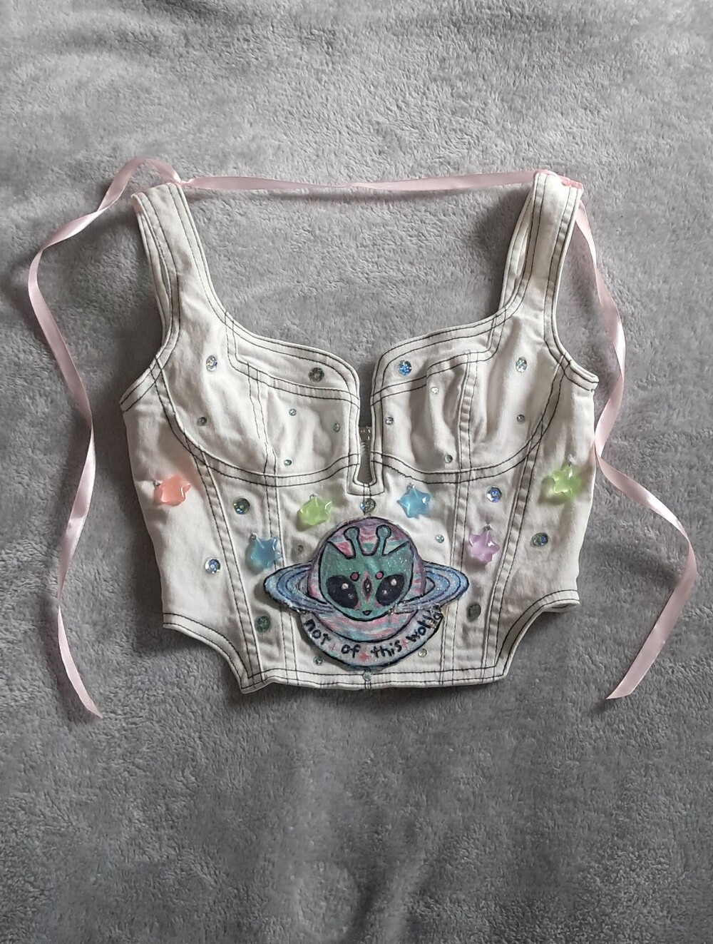 (XS) "Not Of This World" Gleeby Deeby Embellished Corset Top